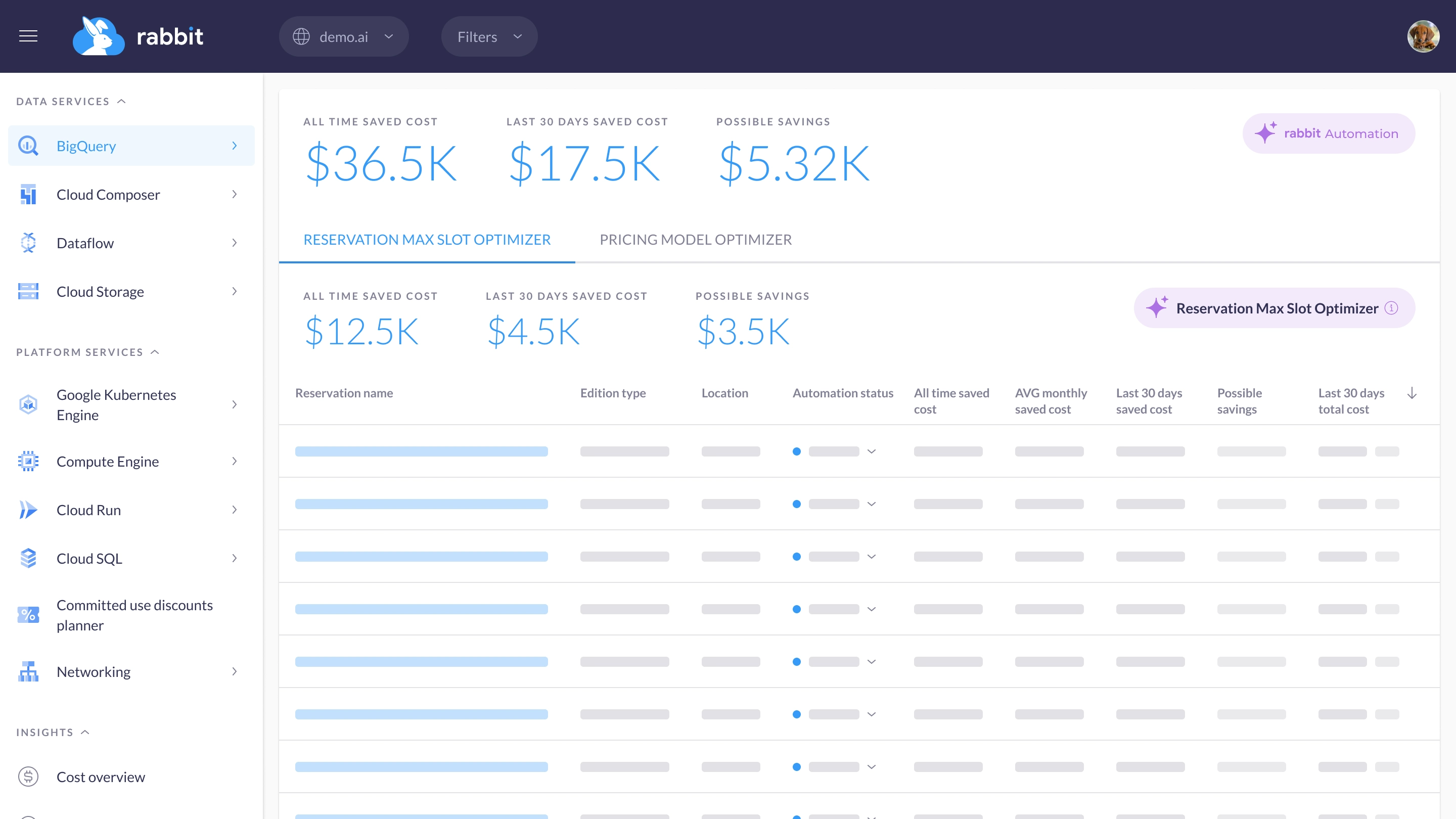 Rabbit dashboard overview